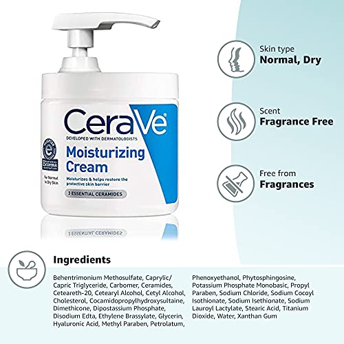 CeraVe Moisturizing Cream with Pump 16 oz for Dry Skin I2507