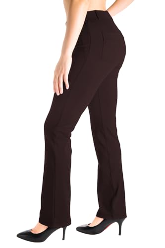Yogipace Women's Straight Leg Yoga Dress Pants with Belt Loops H62689