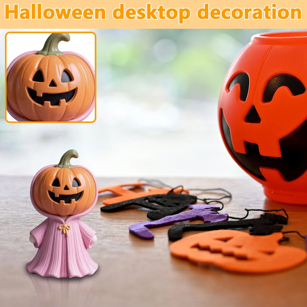 Pink Ghost Figurine Set, Resin Pumpkin Statues, Pastel Halloween Decor Q816