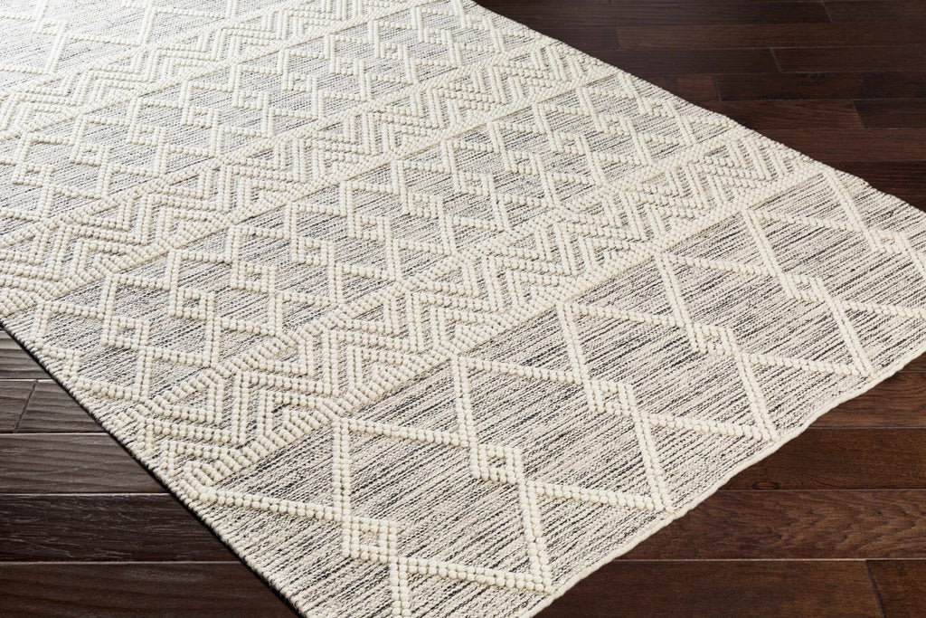 Woolk Moroccan Hand Woven Wool Small Area Rug, Beige White Brown, 2' x 3' L4500