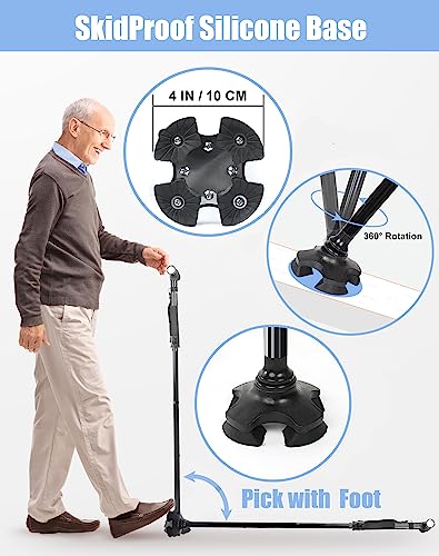 SUEH Design Folding Walking Cane with LED Light, Adjustable, Black Z935425