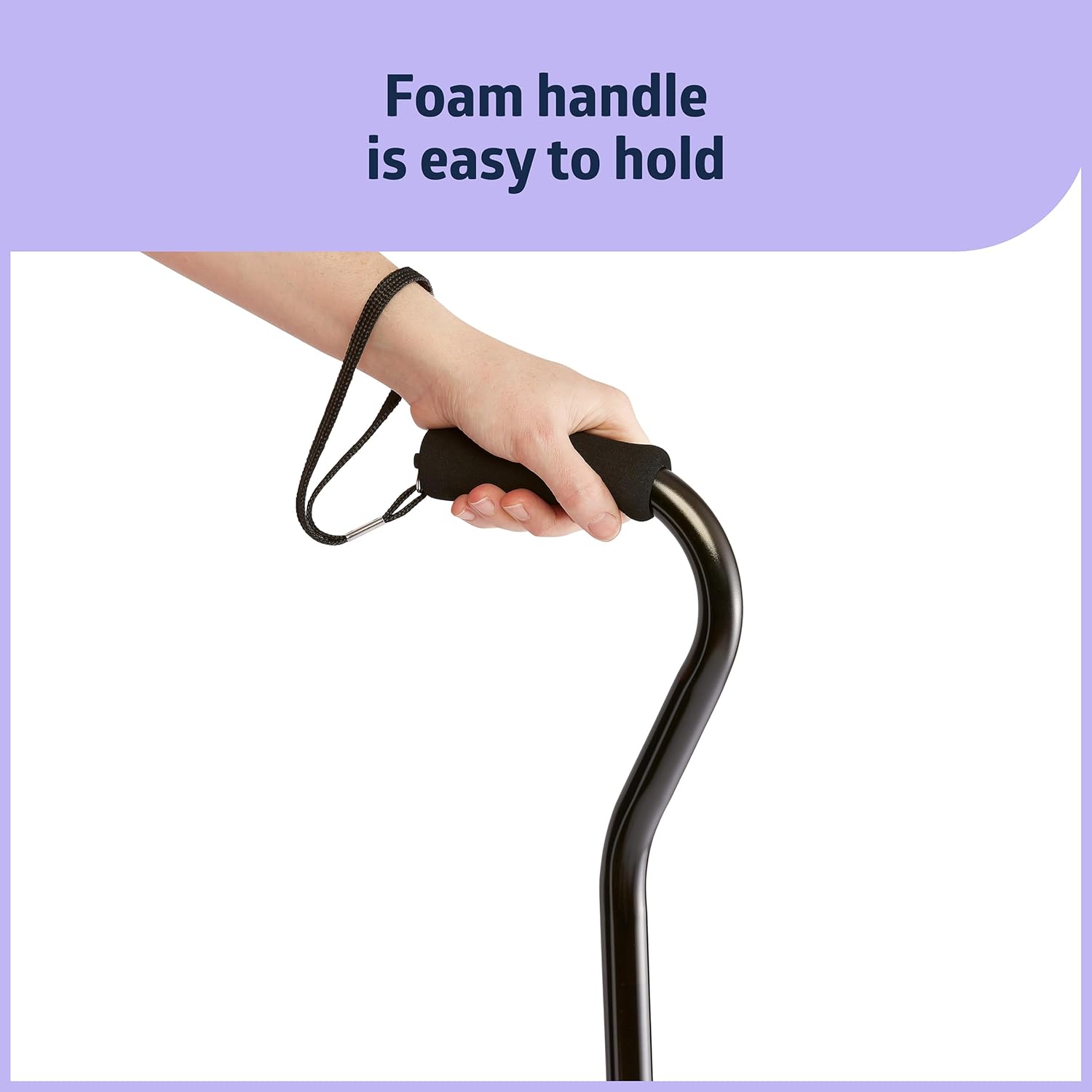 Medline Aluminum Offset Walking Cane, Lightweight, Black T51522