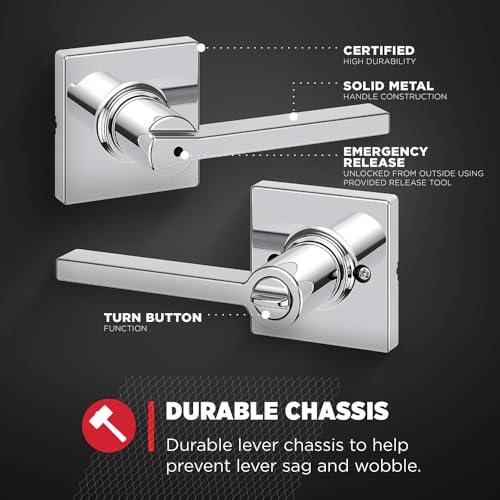 Kwikset Casey Interior Privacy Door Handle with Lock 10 Pack, Matte Black G103018