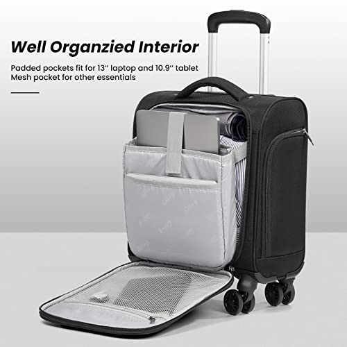 Coolife Underseat Carry On Luggage Softside Spinner Suitcase S899097