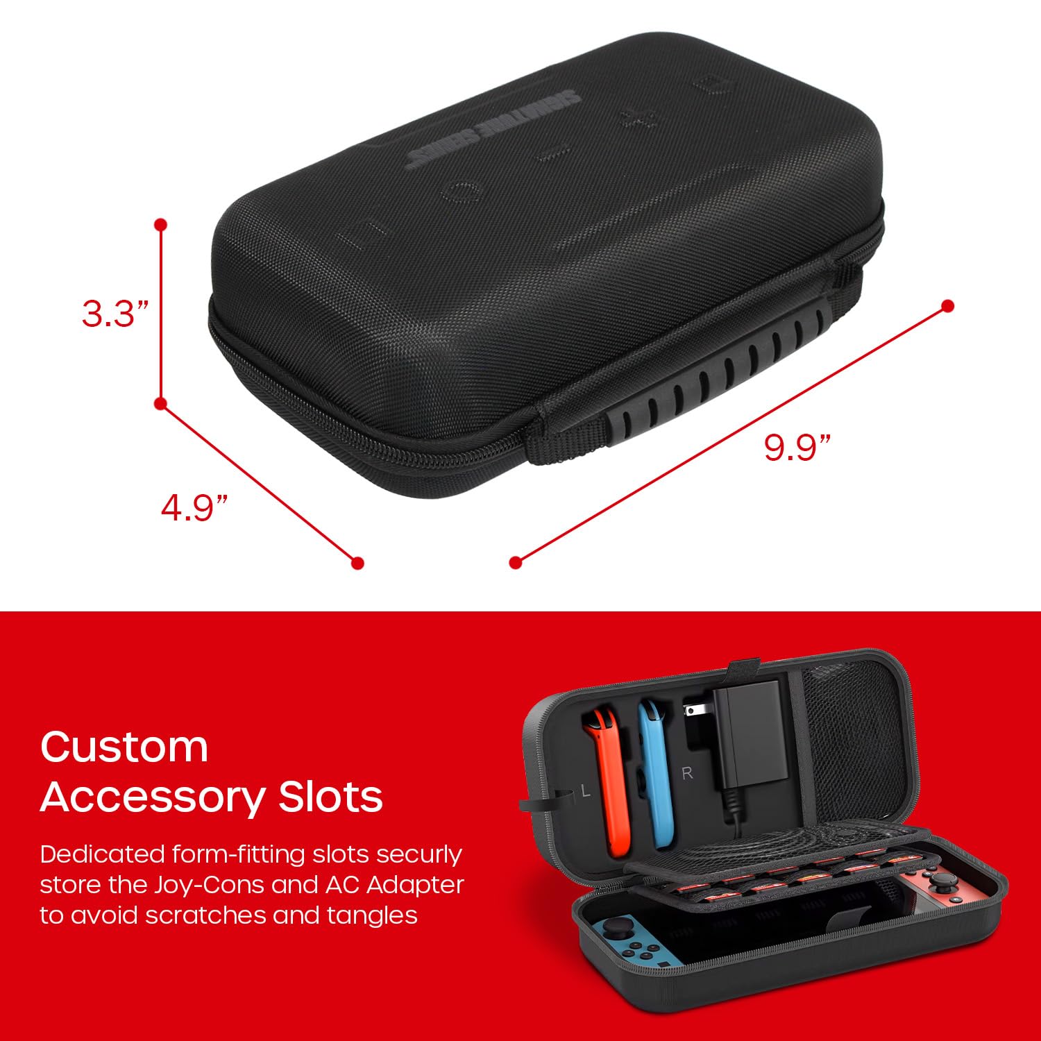 Nintendo Switch OLED Model Neon Red/Blue Accessory Bundle with Extra Joy-Con, Dock, Grips, Straps, Case and Earphones N48223