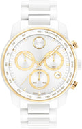 Movado Bold Verso Men's Sport Watch - Swiss Quartz Chronograph Movement, Ceramic Link Bracelet - 5 ATM Water Resistance - Luxury Fashion Timepiece for Him - 44mm