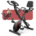 Pleny Folding Exercise Bike, 5 IN 1 Stationary Bikes for Home 6.6 LBS Flywheel, 330LB Weight Capacity Back Support Cushion Indoor Workout Cycling Bike for Home Gym