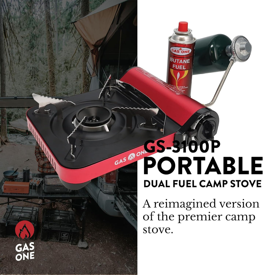 Gas One 12,000 BTU Dual Fuel Camping Stove GS-3100P with Carrying Case G493997