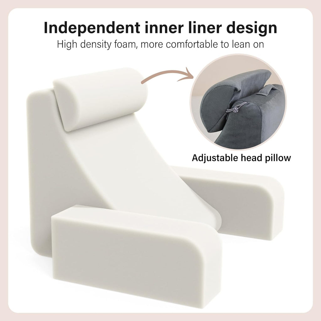 ENITYA Reading Pillow for Sitting in Bed Adult, Grey, Medium 19" Z539720