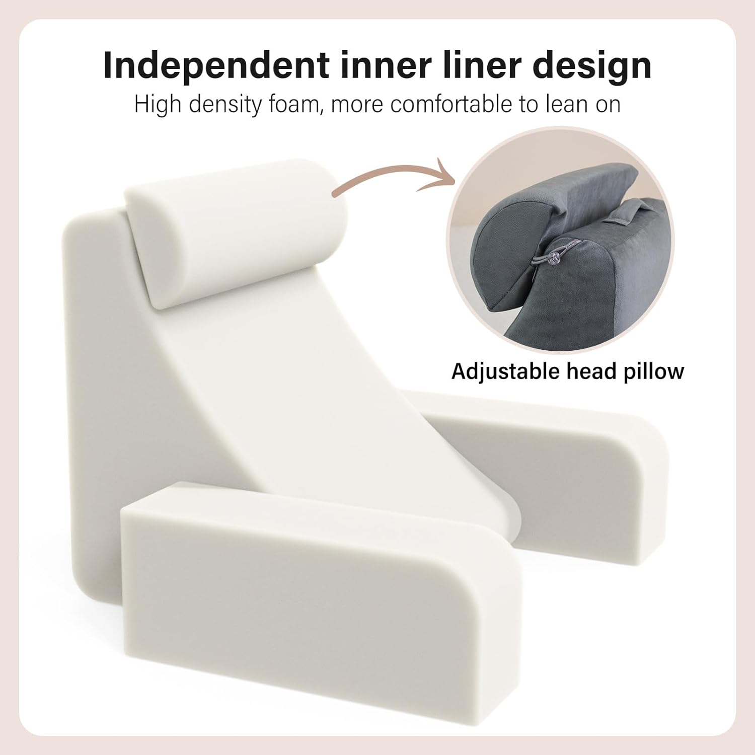 ENITYA Reading Pillow for Sitting in Bed Adult, Grey, Medium 19" Z539720