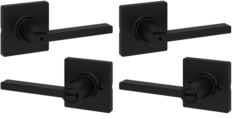 Kwikset Casey Interior Privacy Door Handle with Lock 10 Pack, Matte Black G103018
