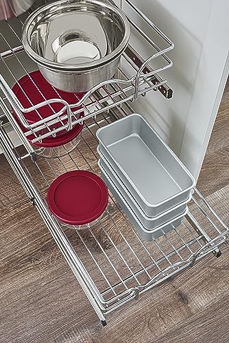 Rev-A-Shelf 2 Tier Pull Out Cabinet Organizer 12 x 18 Inch Steel Wire J907