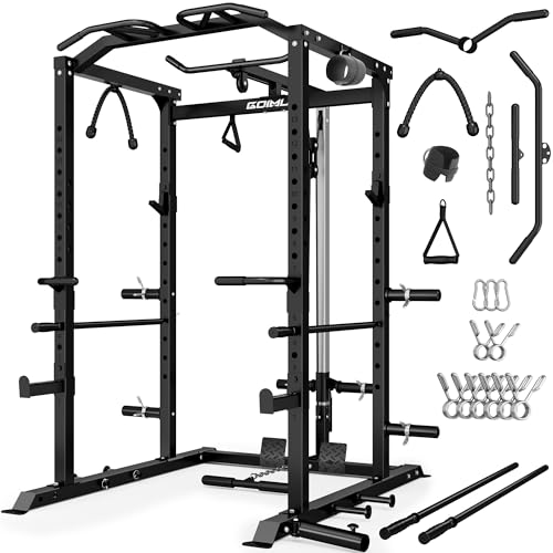 C1-V4 Power Cage with LAT Pulldown, Multi-Function Weight Cage for Home Gym G4781