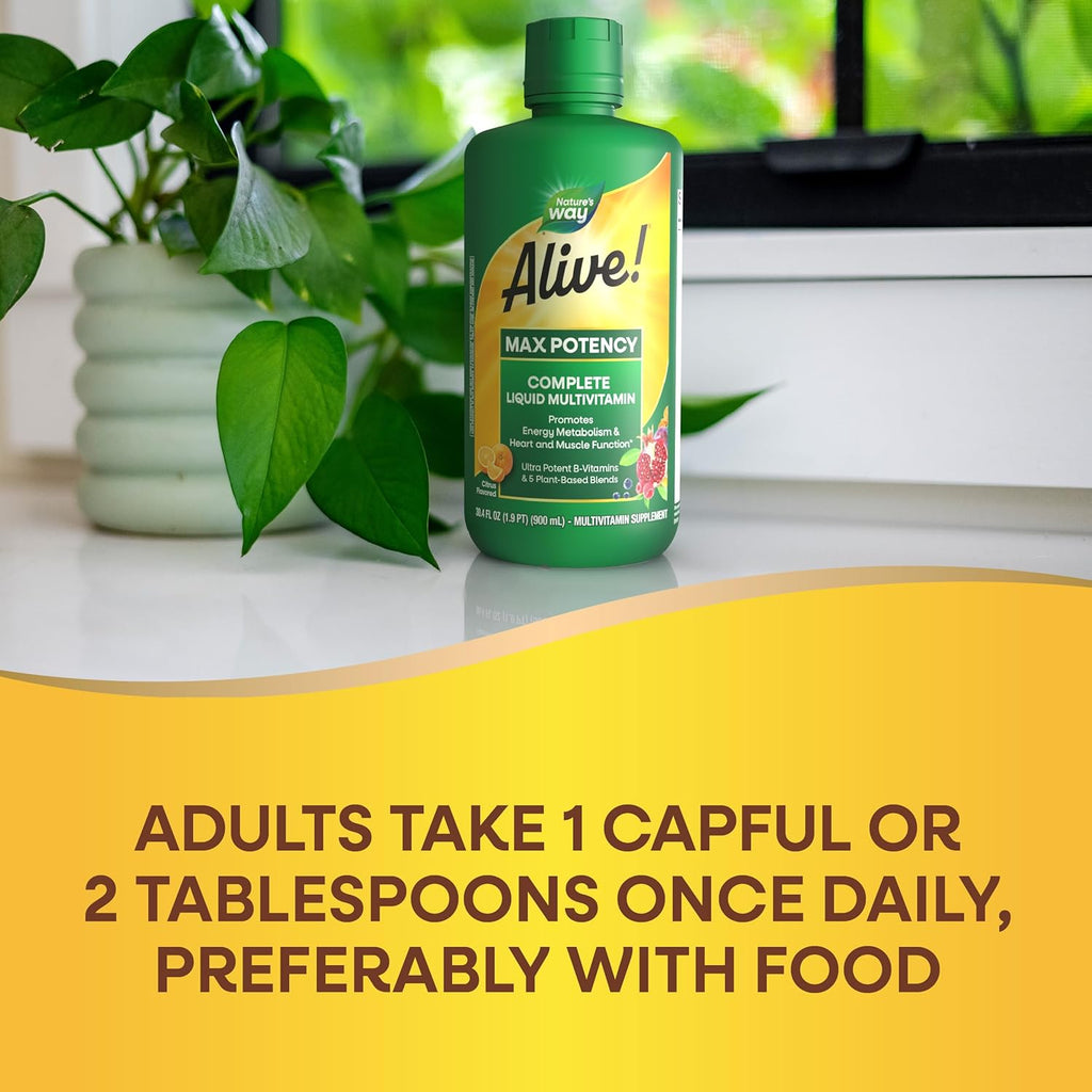 Nature's Way Alive! Max Potency Liquid Multivitamin for Women and Men, Citrus, 30.4 Fl Oz C21513