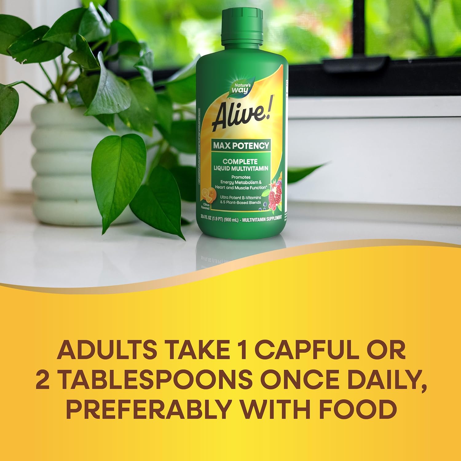 Nature's Way Alive! Max Potency Liquid Multivitamin for Women and Men, Citrus, 30.4 Fl Oz C21513