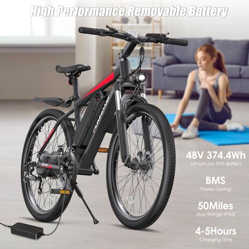 Peak 1000W Electric Mountain Bike for Adults, 26" 48V Commuter Ebike F750633