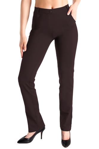 Yogipace Women's Straight Leg Yoga Dress Pants with Belt Loops H62689