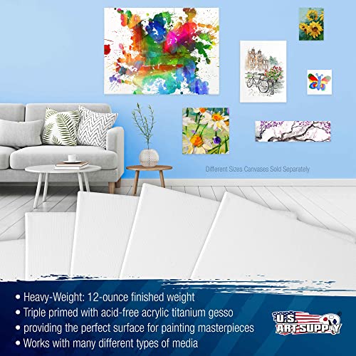 U.S. Art Supply 24 x 30 inch Stretched Canvas 6-Pack, Triple Primed, 100% Cotton I723454