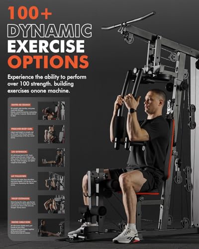 Mikolo Home Gym 150LBS Weight Stack, Full Body Strength Training Equipment I1105