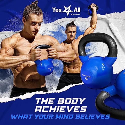 Yes4All 5-100 LB Vinyl Coated Cast Iron Kettlebells M964803