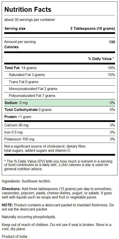 Swanson Sunflower Lecithin Powder Non-GMO Soy-free Vegetarian 16 oz (3 Pack) G317