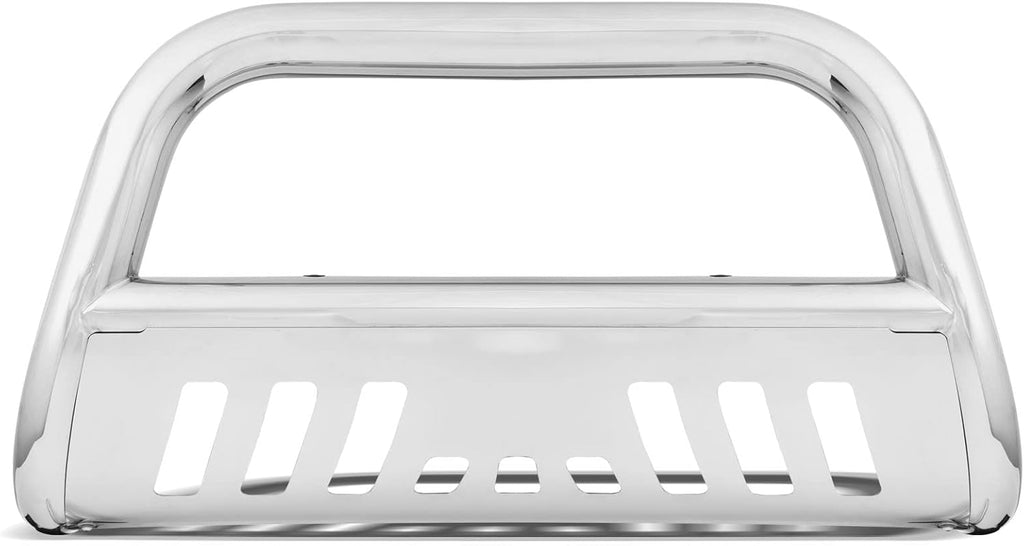 Polished Stainless Steel Bull Bar Brush Push Front Bumper Grill Grille Guard With Skid Plate Compatible With 10-23 Toyota 4Runner