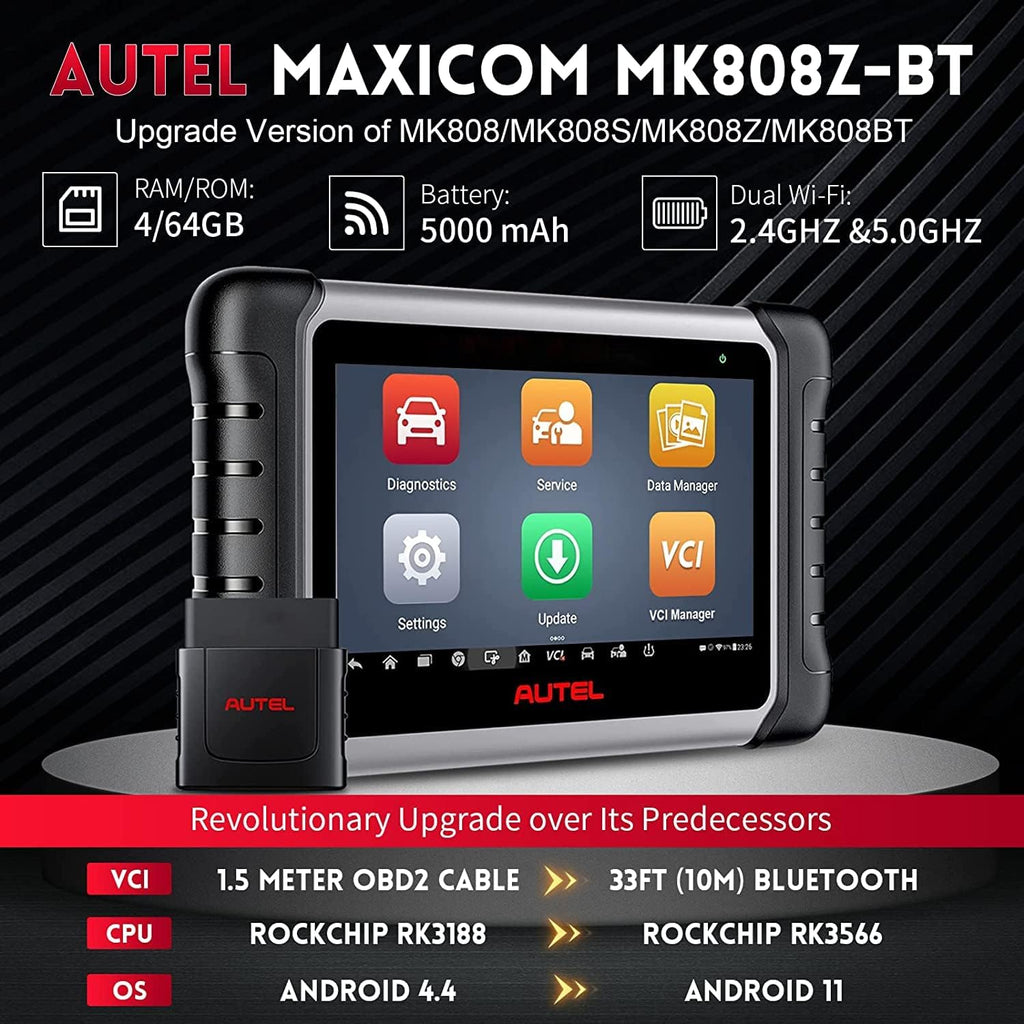 Autel MaxiCOM MK808Z-BT Bidirectional OBD2 Scanner with Non-OBDII Adapter Kit B720915