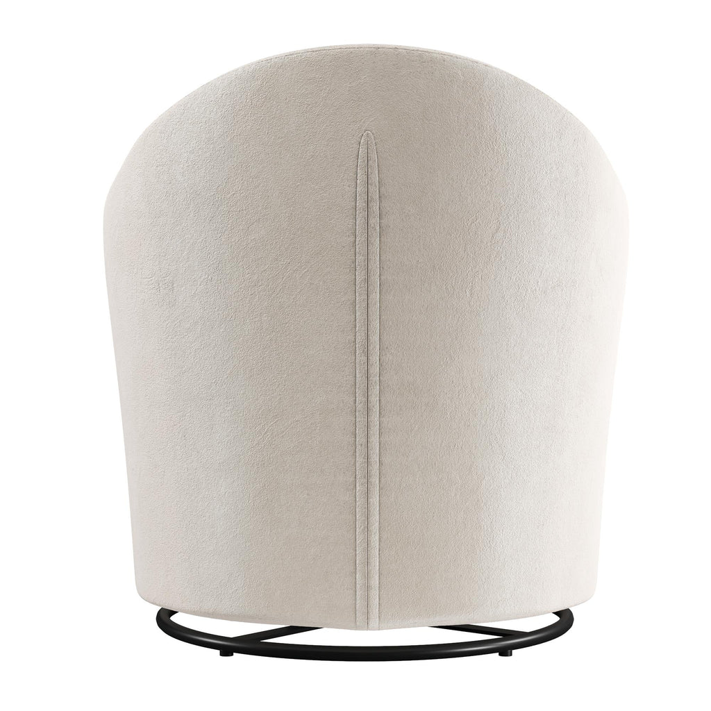 DHP Gentle Swivel Curved Accent Chair, Ivory Velvet J5712
