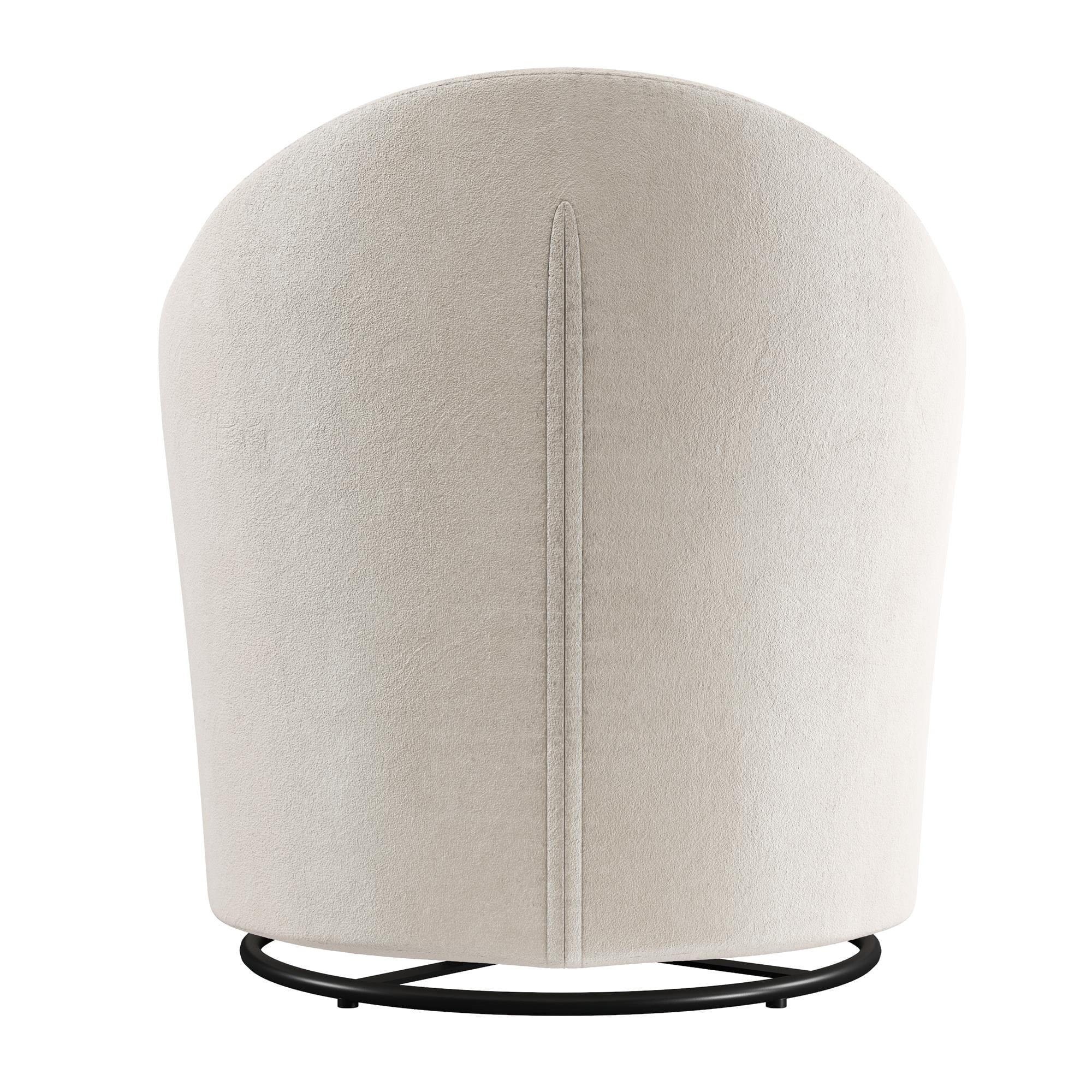 DHP Gentle Swivel Curved Accent Chair, Ivory Velvet J5712