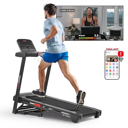Sunny Health & Fitness Smart WiFi Treadmill, Compact Foldable with Incline E91799