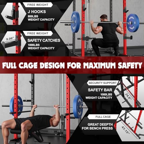 C1-V4 Power Cage with LAT Pulldown, Multi-Function Weight Cage for Home Gym G4781