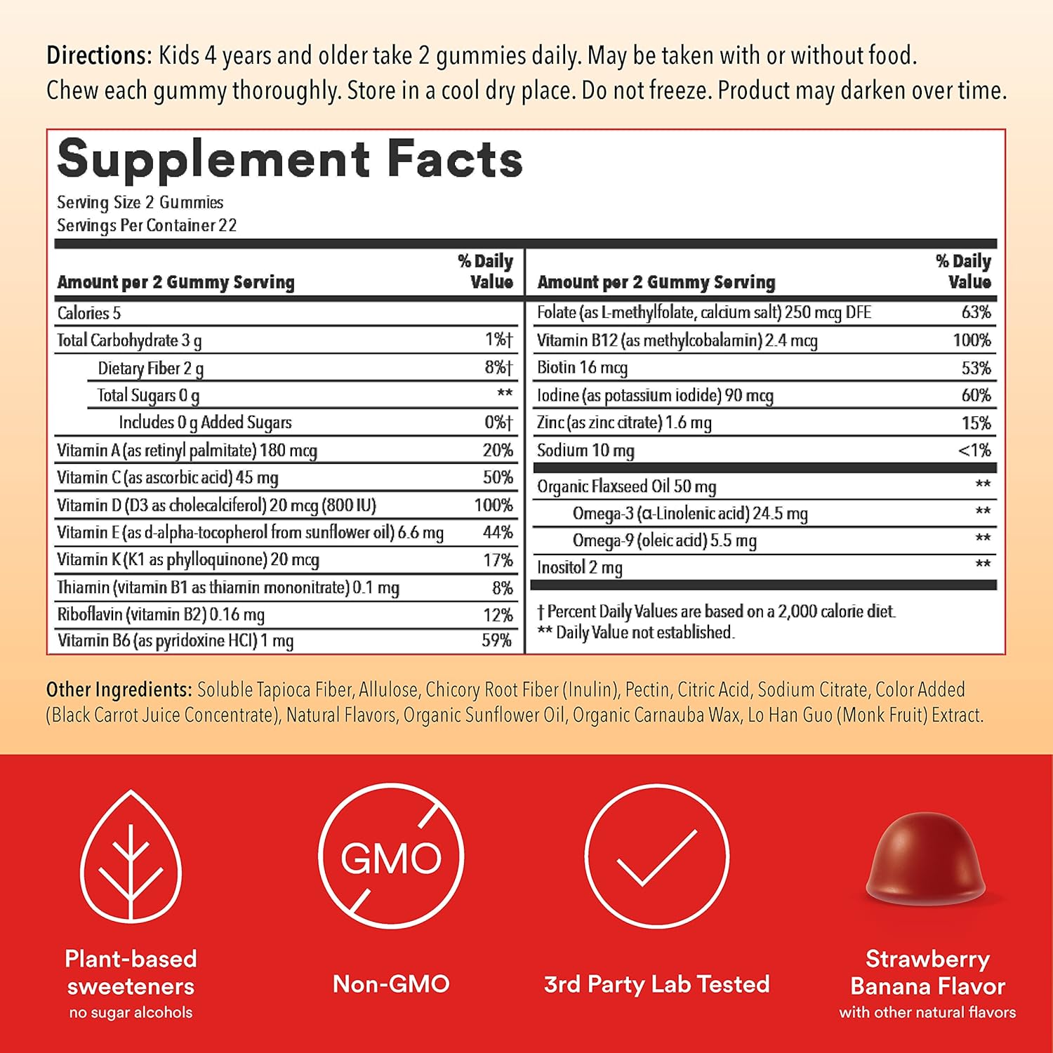 SmartyPants Kids Multivitamin Gummies, Sugar Free, Omega 3 & OLLY Kids Chillax Magnesium Gummies, Calm Chews for Kids 4+, Sherbet Flavor, 50 Count M7340