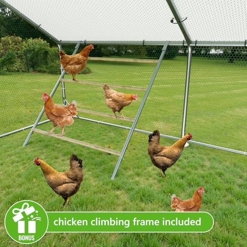 Large Chicken Coop Metal Walk-in Pen with Anti-UV Cover M6976