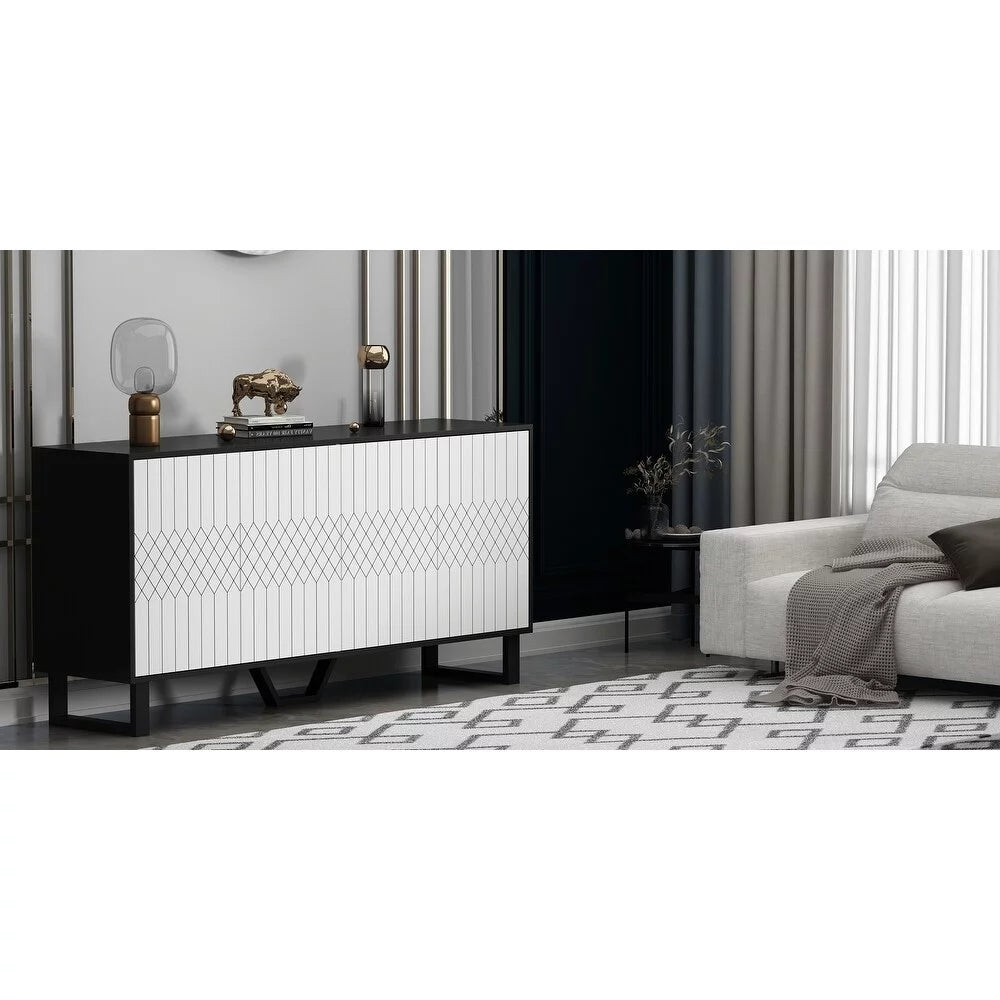 Modern Credenza Sideboard with Pop-Up Doors 63 inch N1565