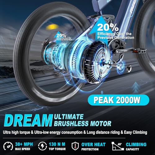 FREESKY 48V 35AH Dual Battery Electric Bike for Adults, 26" Fat Tire Full Suspension G283