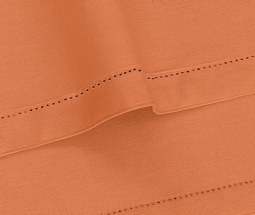 Ruvanti Linen Placemats Set of 6, 13x19 Inch, Hemstitch, Heat Resistant, Machine Washable, Ivory C907