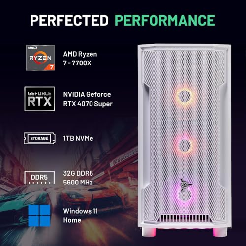 Skytech Archangel Gaming PC Desktop, Ryzen 7 7700X, RTX 4070 Super, 1TB SSD, 32GB RAM, Win 11 Home N886