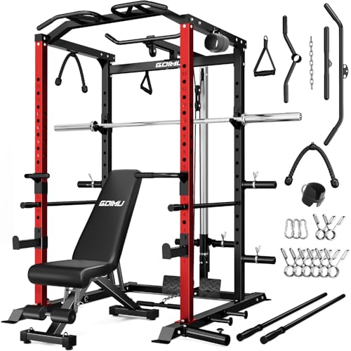 C1-V4 Power Cage with LAT Pulldown, Multi-Function Weight Cage for Home Gym G4781