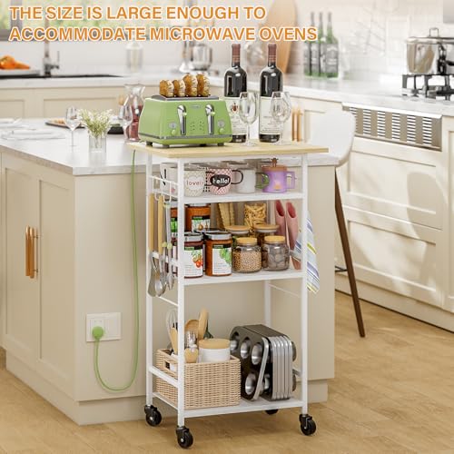 Rolling Kitchen Microwave Cart with Adjustable Shelf, 3 Tier Storage Rack on Wheels K20617