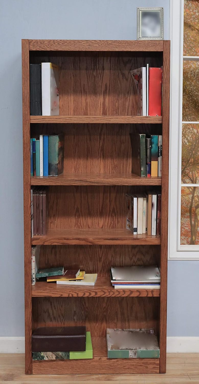 Concepts In Wood Midas Five Shelf Bookcase 72" H Dry Oak F818738