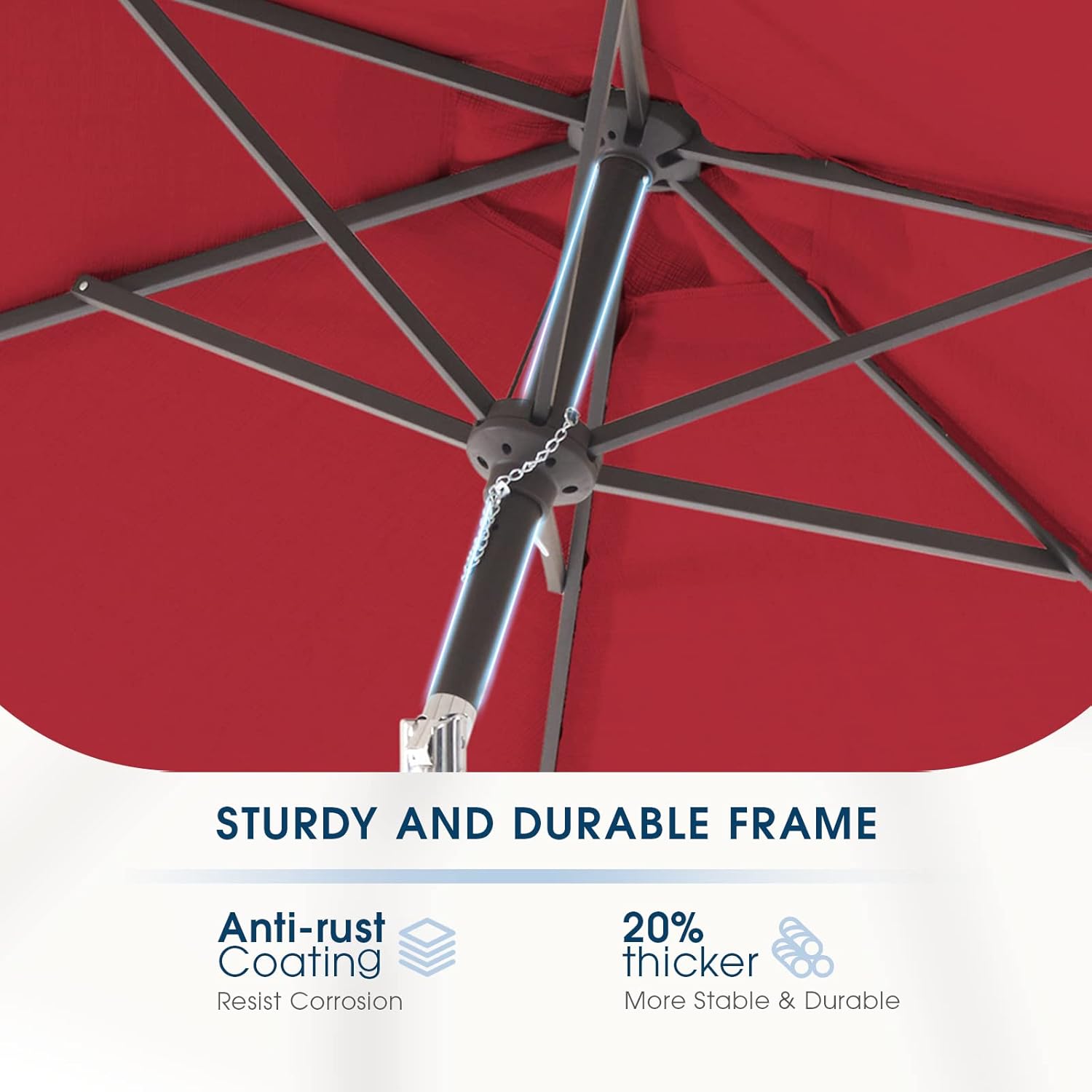 BLUU MAPLE Olefin Patio Umbrella 6.6 x 9.8 FT with Push Button Tilt A490480