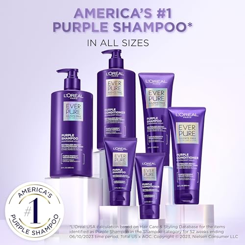 L’Oreal Paris EverPure Sulfate Free Purple Shampoo for Blonde Hair, 6.8 Fl Oz R817