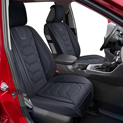 OASIS AUTO Toyota RAV4 Seat Covers 2013-2025 Custom Fit Leather Black Gray S129