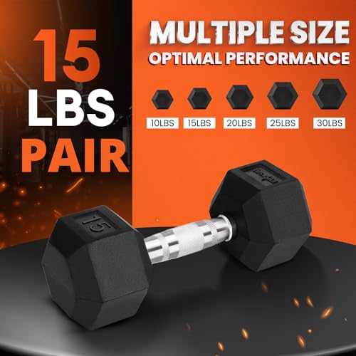 Yes4All Chrome Grip Encased Hex Dumbbells 10-30 LBS Pair Z83496