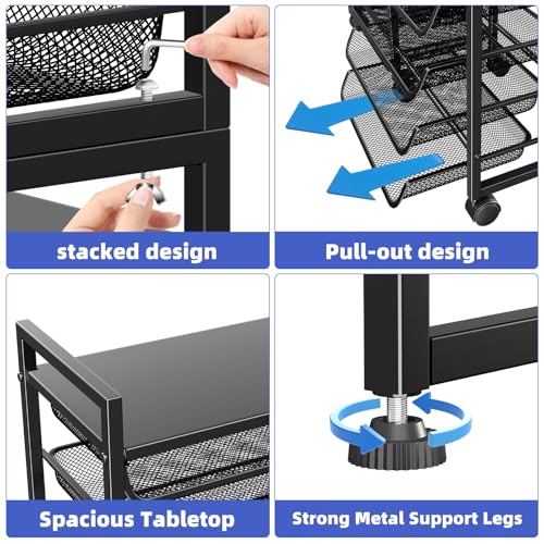 Simple Trending 14 Tier Rolling File Cart with Sliding Trays, Black C4528