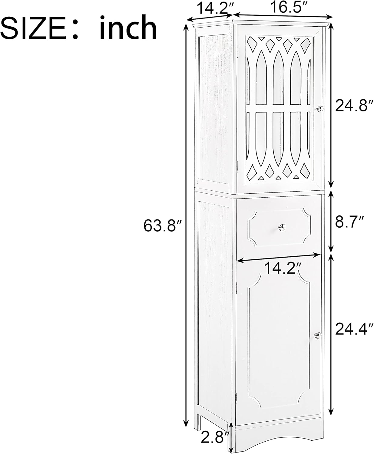 Merax Tall Bathroom Storage Cabinet with Adjustable Shelf and 2 Doors, White L374