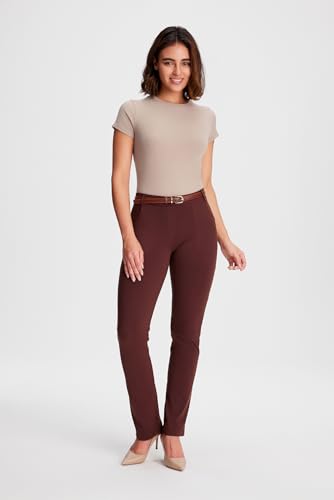 Yogipace Women's Straight Leg Yoga Dress Pants with Belt Loops H62689