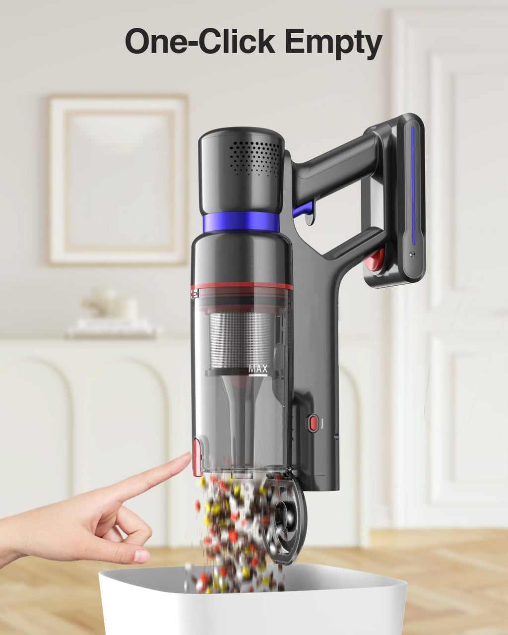 Cordless Stick Vacuum 550W 45Kpa with Touch Screen, 55 Mins Runtime, Anti-tangle Brush V550452