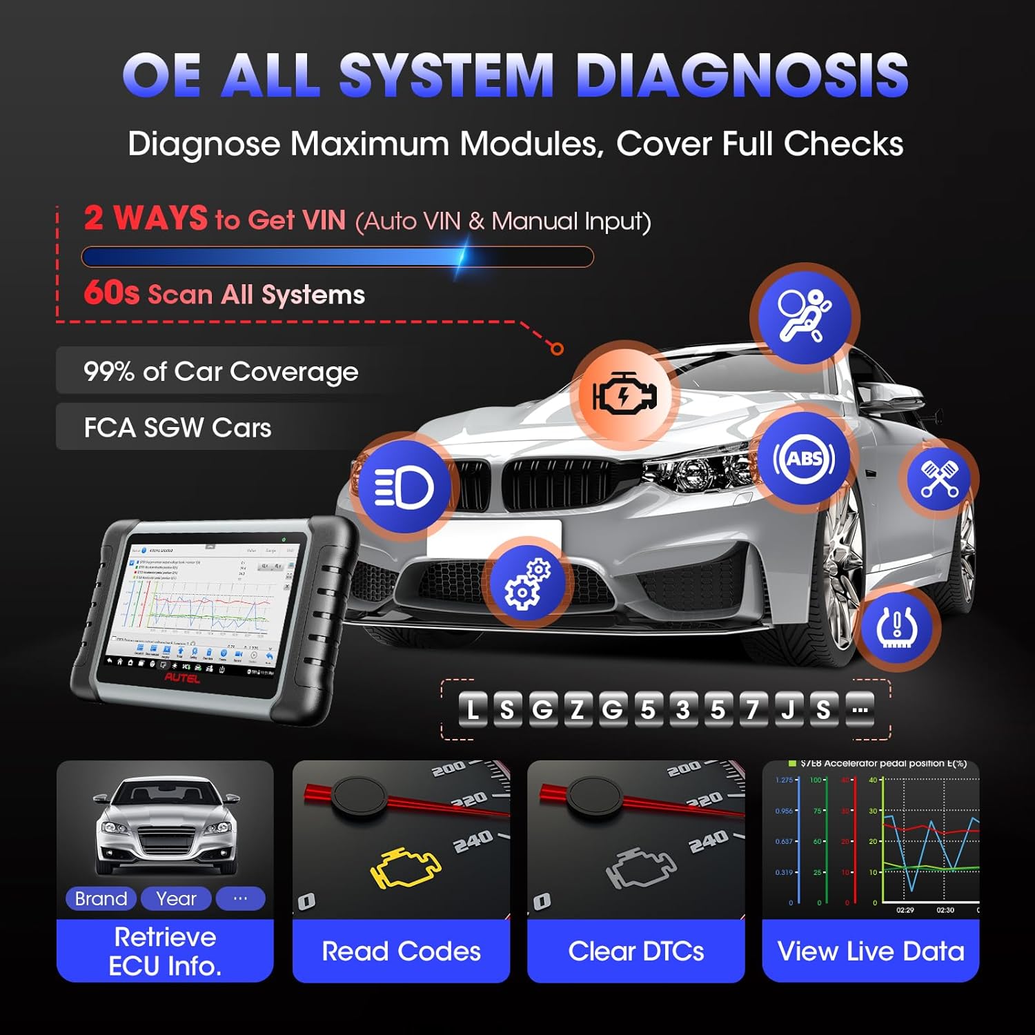 Autel MaxiCOM MK808K-BT Bidirectional Scanner, All-System Diagnostics, Active Tests J903