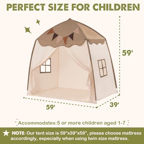 Extra Large Kids Play Tent with Star Lights, Portable & Foldable Teepee B40178